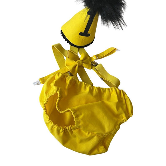 Baby Boy Yellow Cake Smash Outfit -- Baby Boy First Birthday Outfit Yellow and Black
