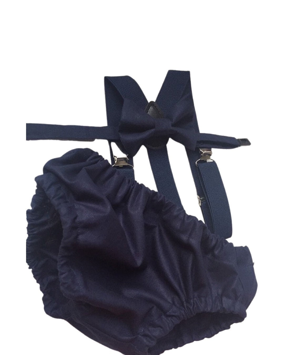 Cake Smash Boy First Birthday super soft navy cotton Diaper Cover,navy Suspenders, navy bow tie, Birthday Photoshoot