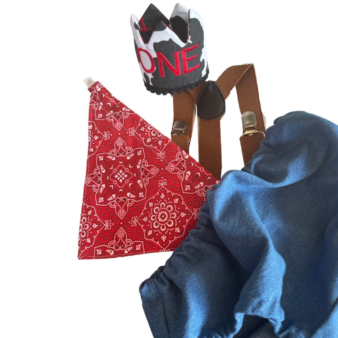 My First Rodeo, Wild One, First Birthday Outfit, Cowboy Party crown embroidered, Cake Smash Photoshoot, Western Country 1st Baby Boy Bloomer