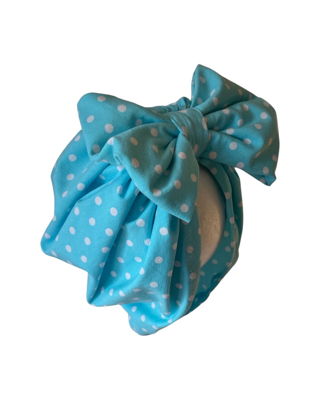 Boho Blue Polka Dot Turban Hat