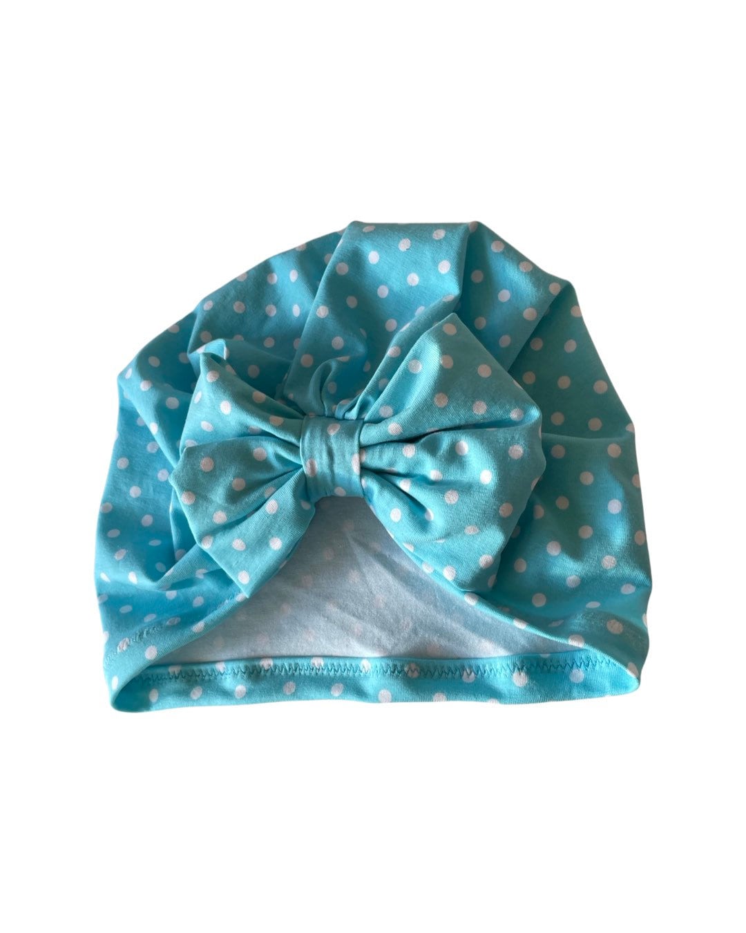 Boho Blue Polka Dot Turban Hat