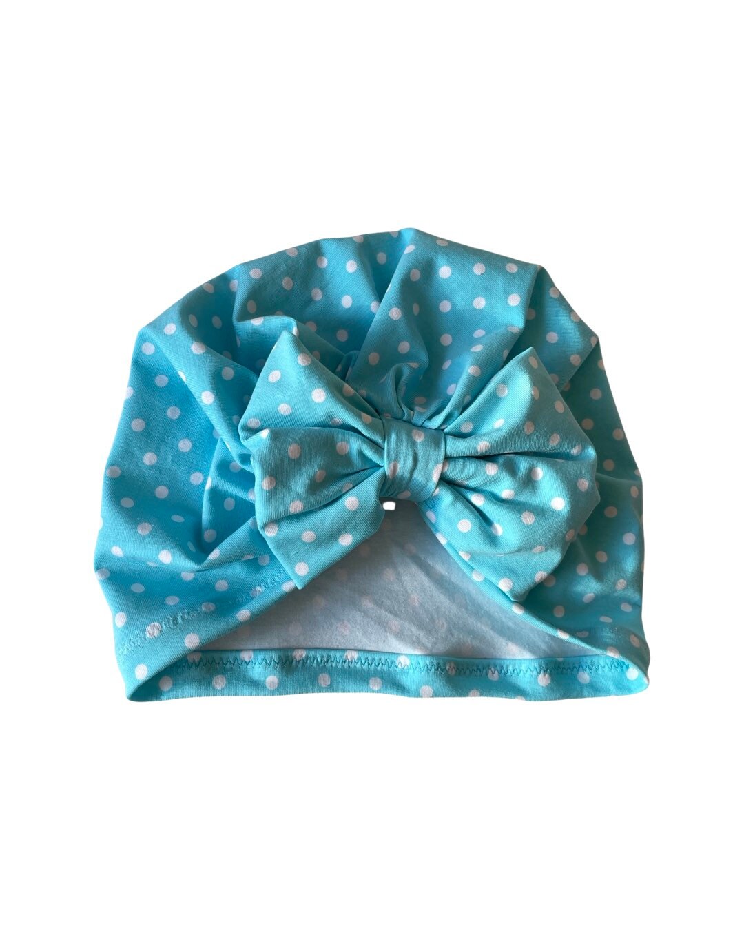 Boho Blue Polka Dot Turban Hat