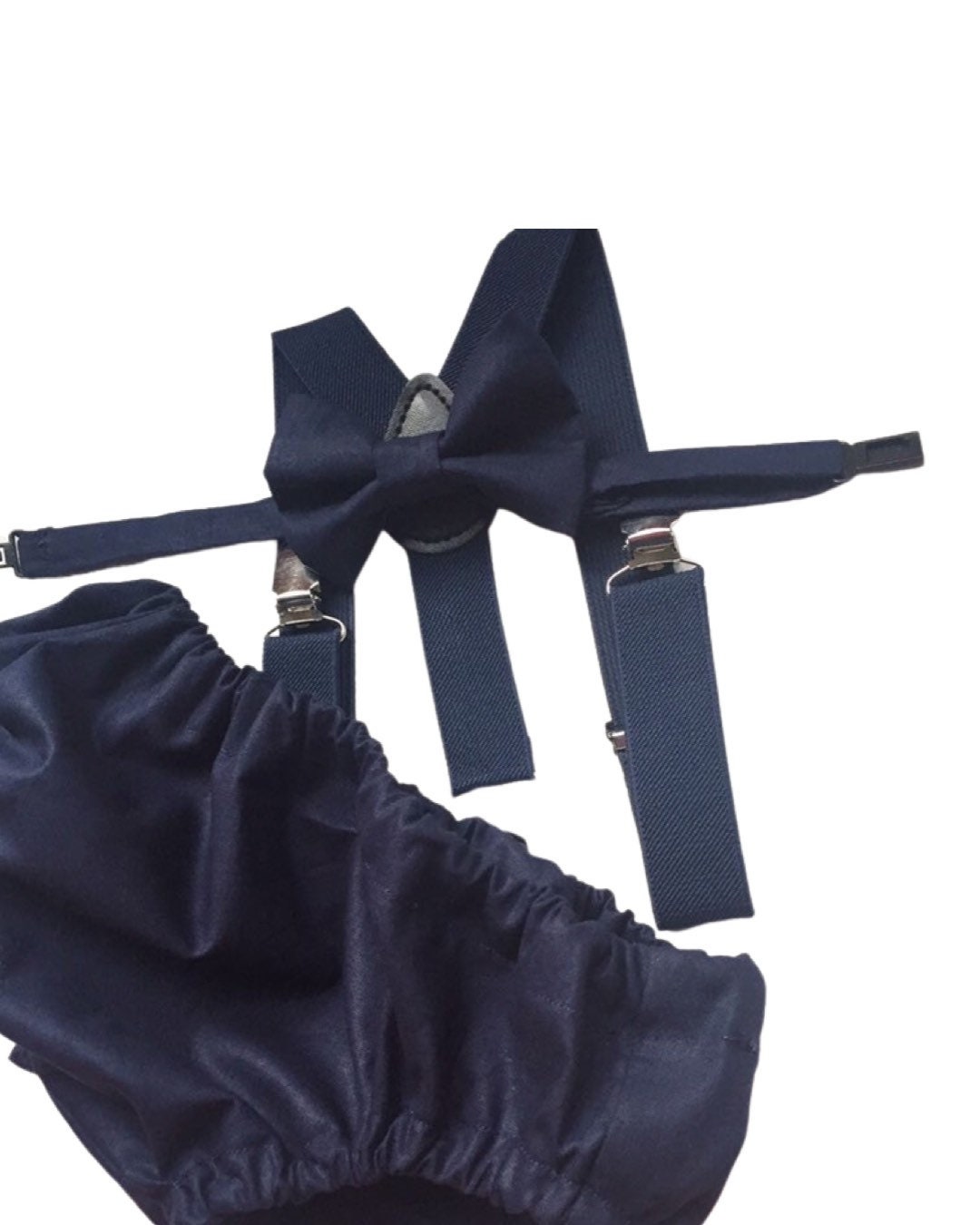 Cake Smash Boy First Birthday super soft navy cotton Diaper Cover,navy Suspenders, navy bow tie, Birthday Photoshoot