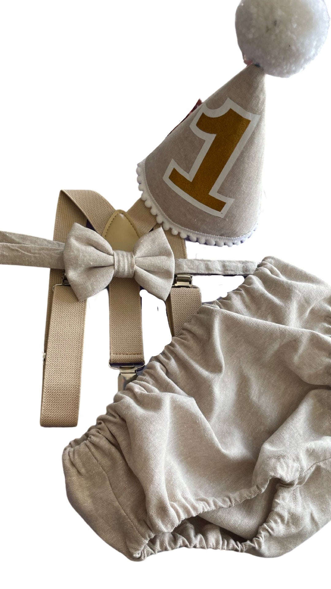On Safari Baby Boy Cake Smash Outfit Bloomer Diaper Cover, Suspenders and Bow Tie Set