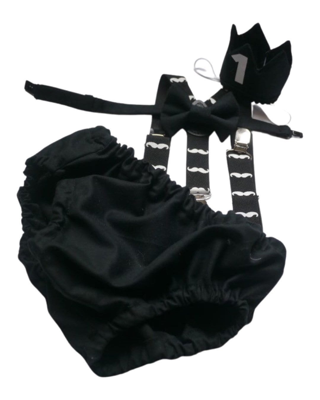 Cake Smash Boy First Birthday super soft black cotton Diaper Cover,black Suspenders,black bow tie, Birthday Photoshoot