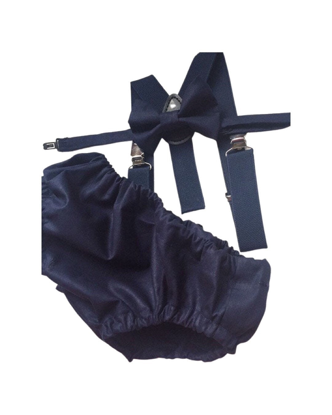 Navy Smash Cake Outfit Boy First Birthday super soft navy cotton Diaper Cover, navy Suspenders and navy bow tie 1st Birthday Photoshoot