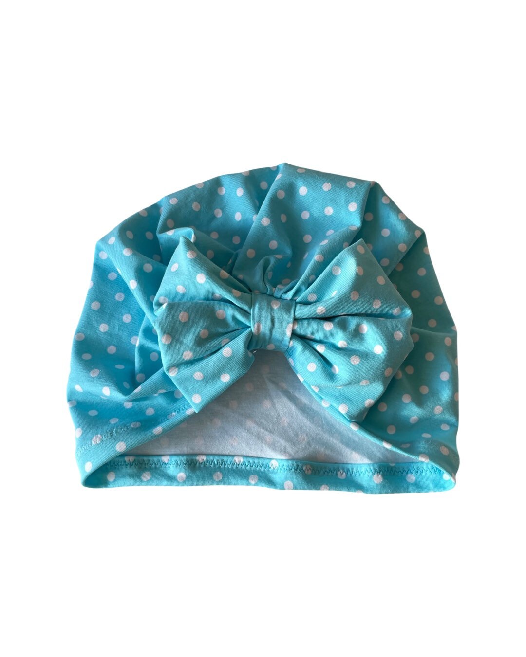 Boho Blue Polka Dot Turban Hat