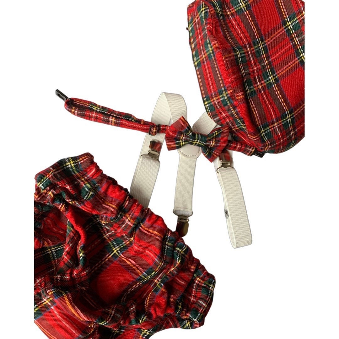 Cake Smash Outfit Boy Girl Buffalo Plaid Set or Buy the Piece Diaper Cover Bow Tie Suspenders Boys First 1st Birthday Tartan Photoshoot
