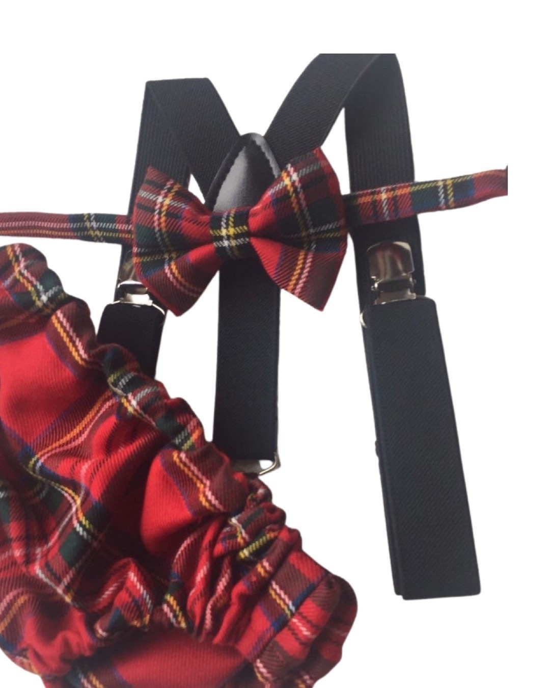 Cake Smash Outfit Boy Girl Buffalo Plaid Set or Buy the Piece Diaper Cover Bow Tie Suspenders Boys First 1st Birthday Tartan Photoshoot
