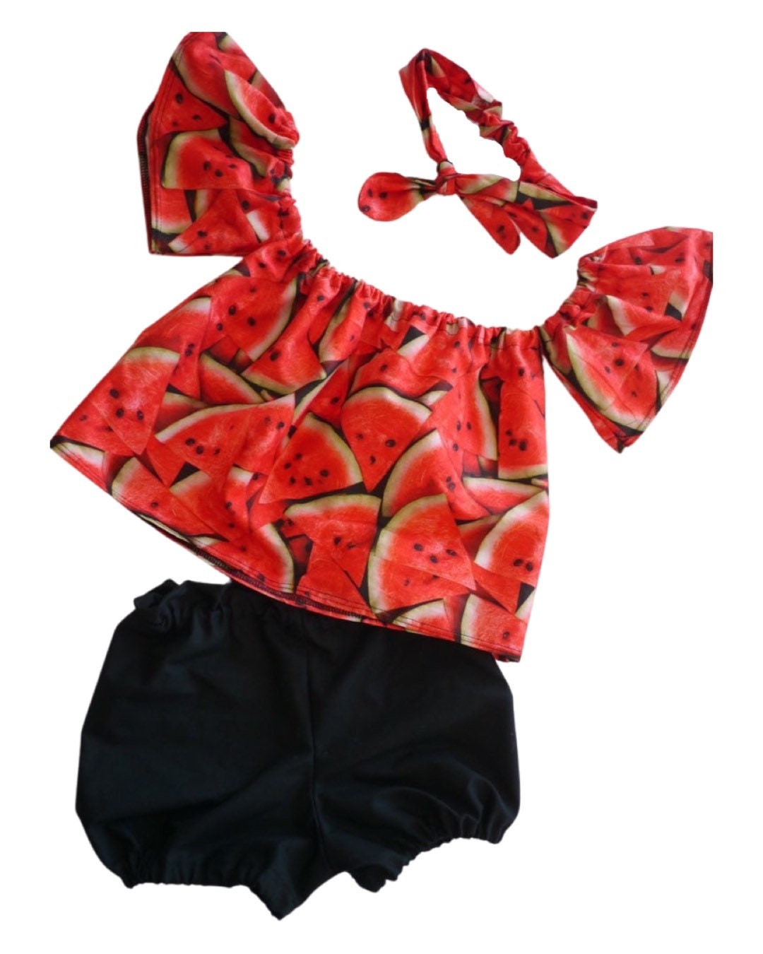 1st Birthday Watermelon Outfit, One in a melon birthday girl set, Watermelon bloomer, Watermelon smash cake outfit, round knot headband