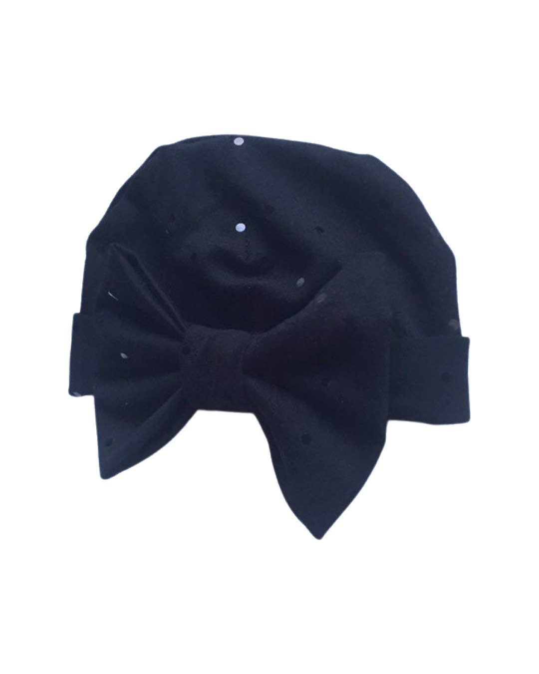Black Bow Newborn Hospital Hat – Baby Girl Headwrap, Soft Newborn Hat, Baby Shower Gift