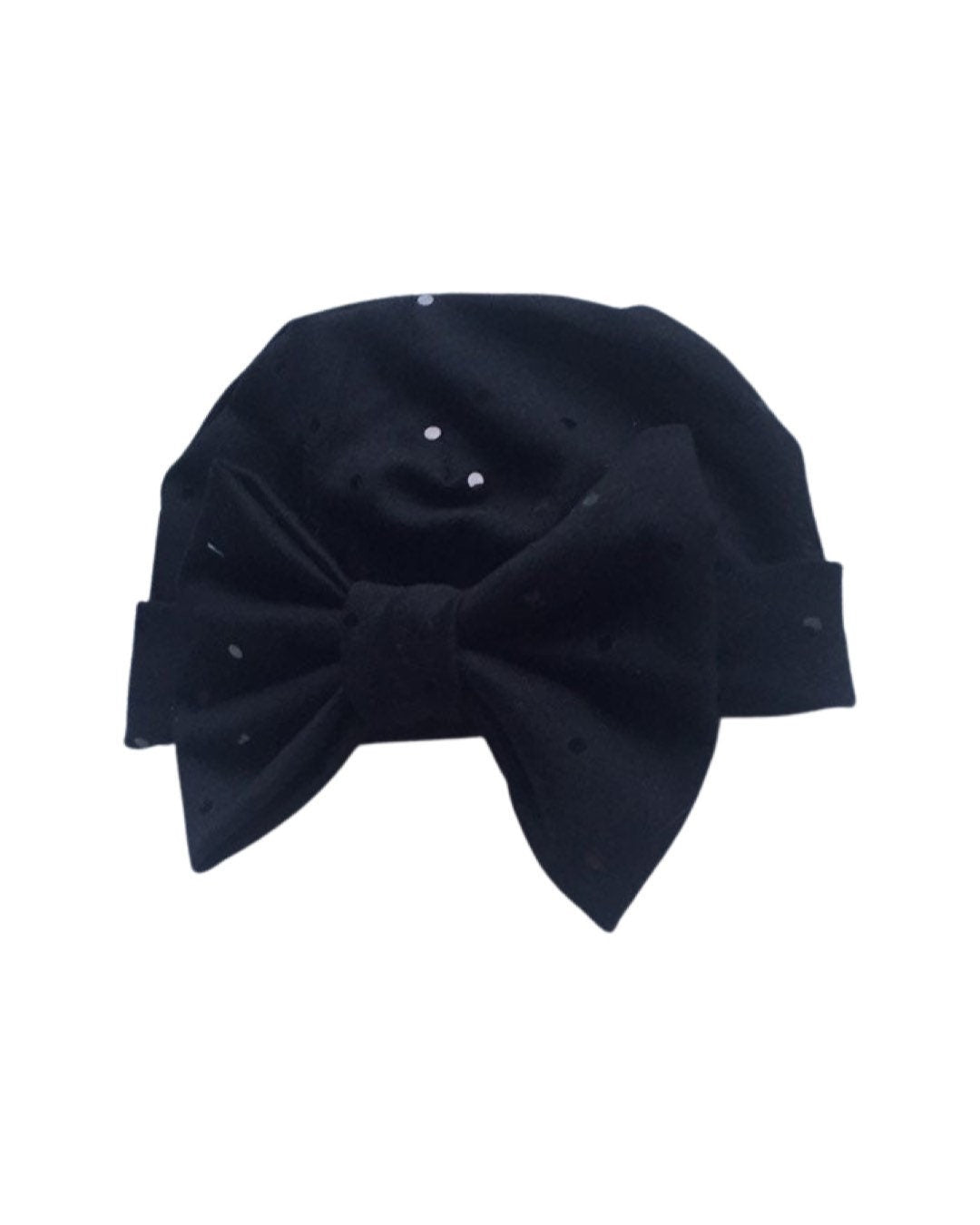 Black Bow Newborn Hospital Hat – Baby Girl Headwrap, Soft Newborn Hat, Baby Shower Gift