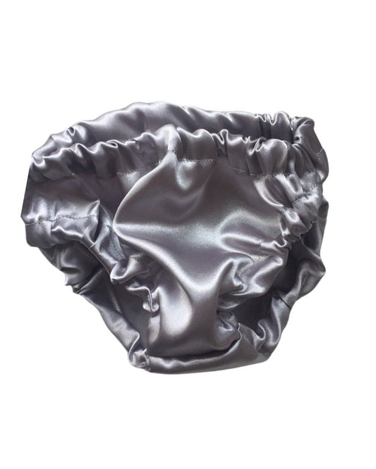 Infant Bloomers - grey Bloomers - Diaper Cover - gray Diaper Cover - Nappy Cover - Baby Shower - Baby Girl Gift - silver bloomer - satin