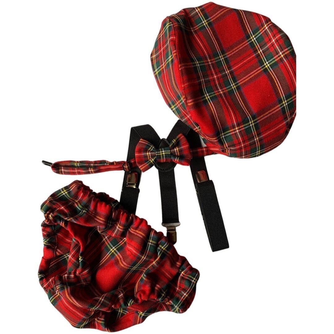Cake Smash Outfit Boy Girl Buffalo Plaid Set or Buy the Piece Diaper Cover Bow Tie Suspenders Boys First 1st Birthday Tartan Photoshoot