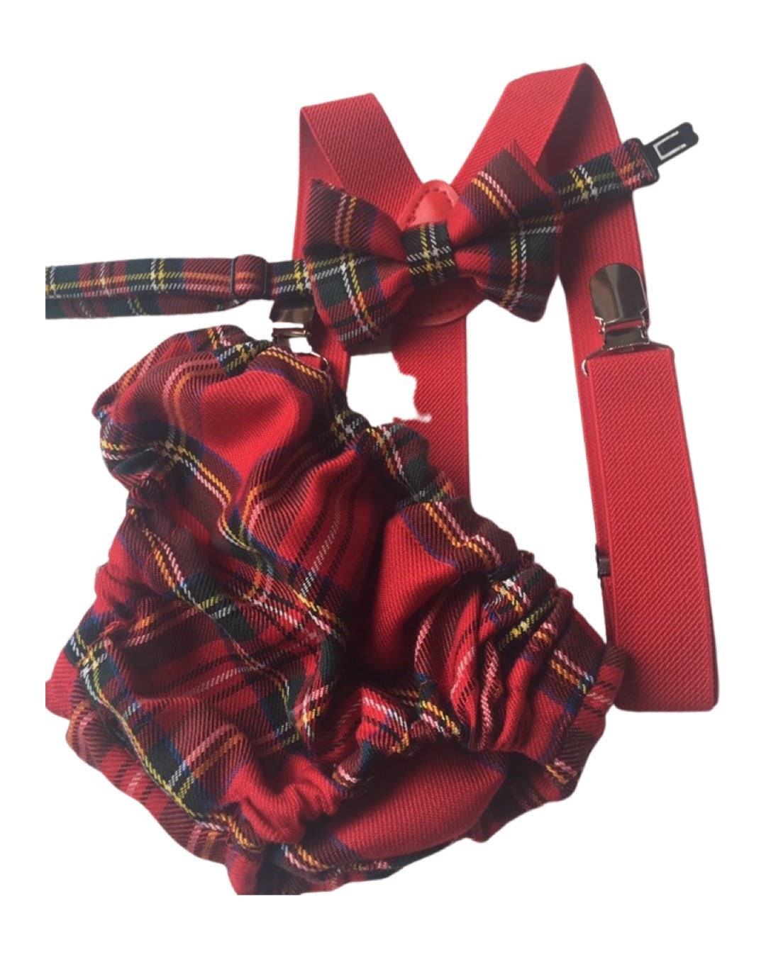 Cake Smash Outfit Boy Girl Buffalo Plaid Set or Buy the Piece Diaper Cover Bow Tie Suspenders Boys First 1st Birthday Tartan Photoshoot