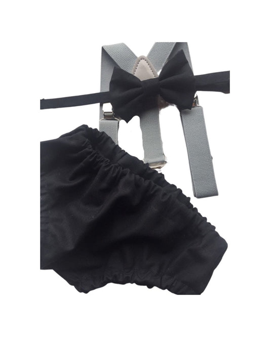 Cake Smash Boy Outfit, Birthday Boy, Black Diaper Cover, Bowtie, Suspender, First Birthday Boy, Boys 1st Birthday