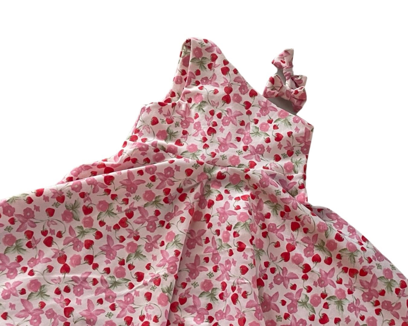 Strawberry Pink Twirly Dress, strawberry first birthday, sweet one dress, strawberry dress, one shoulder girl dress, berry sweet, sweet one