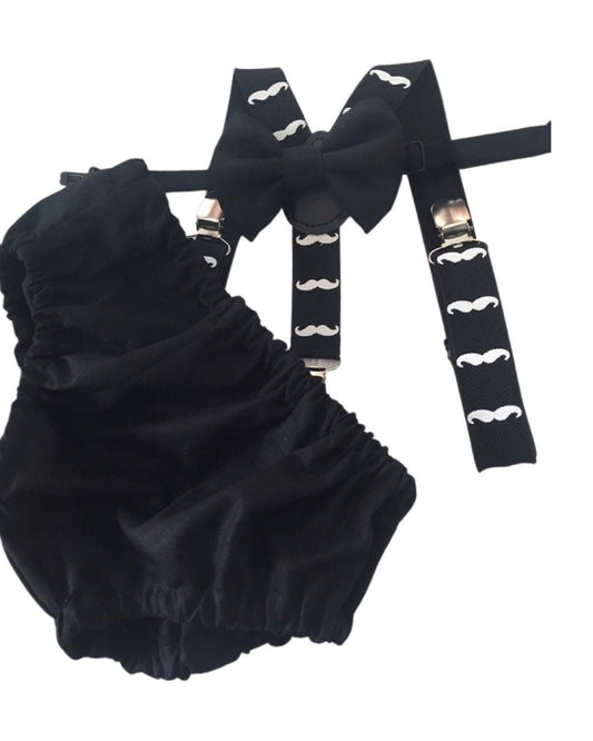 Little man 1st birthday outfit, 1st birthday cake smash outfit, mustache cake smash outfit, mustache suspenders and diaper cover, boy cake