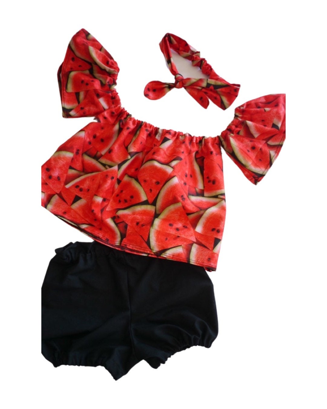 1st Birthday Watermelon Outfit, One in a melon birthday girl set, Watermelon bloomer, Watermelon smash cake outfit, round knot headband