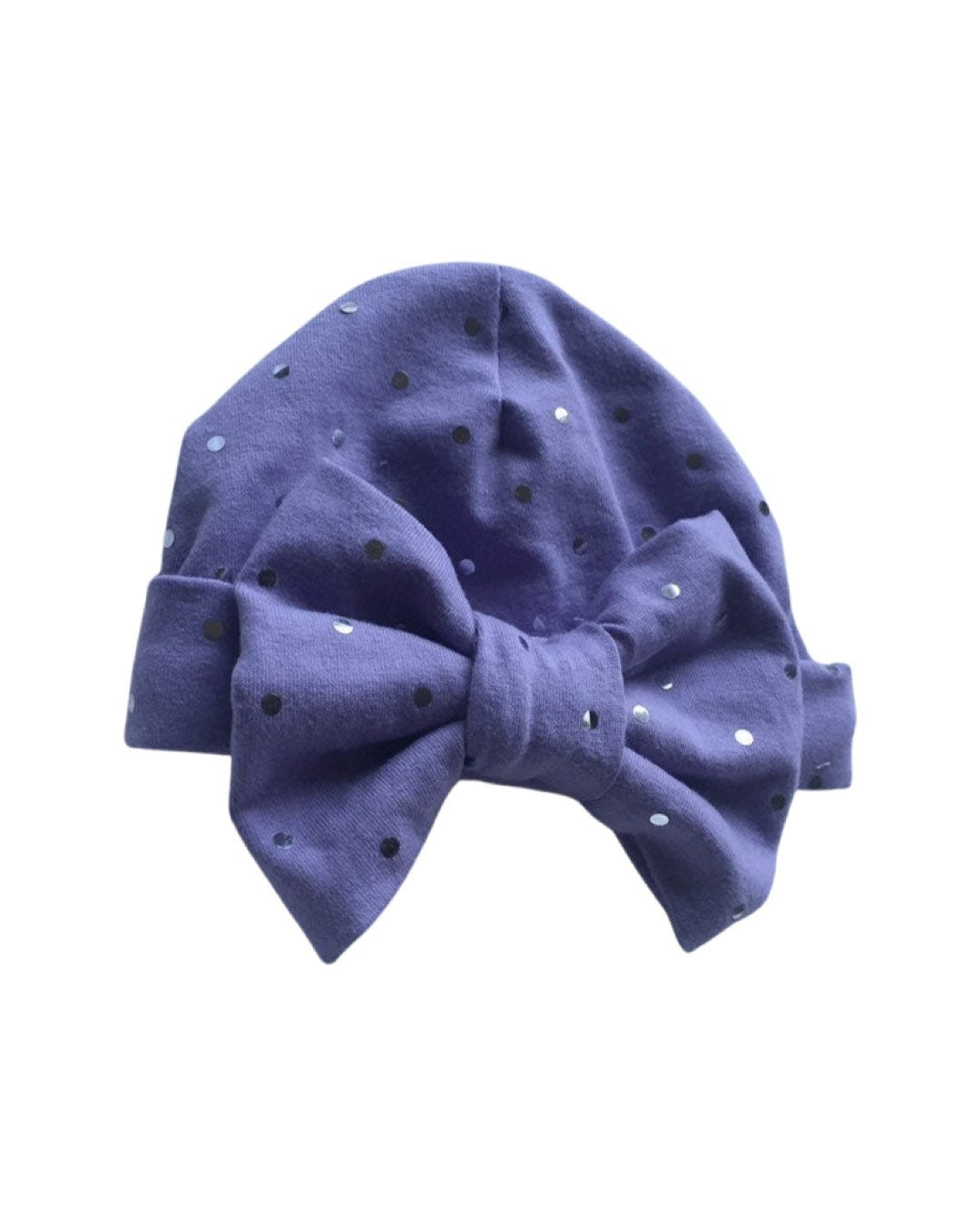 Purple Sparkle Newborn Hospital Hat with Bow | Baby Girl Hat | Baby Shower Gift