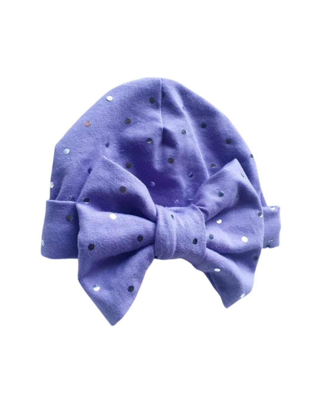 Purple Sparkle Newborn Hospital Hat with Bow | Baby Girl Hat | Baby Shower Gift