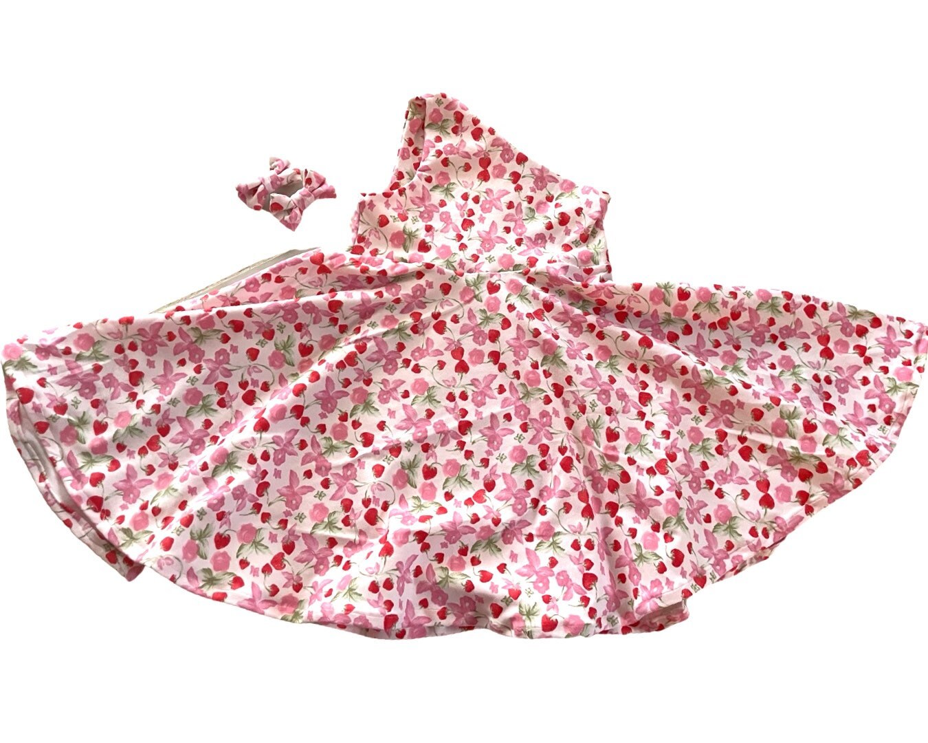 Strawberry Pink Twirly Dress, strawberry first birthday, sweet one dress, strawberry dress, one shoulder girl dress, berry sweet, sweet one