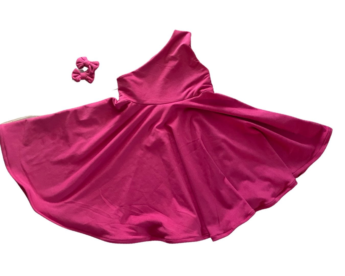 Hot Pink Girl Dress, one shoulder, Pink photoshoot Dress, Pink Baby Dress,Pink Suade Dress, Pink Princess Birthday Dress,Pageant girl dress
