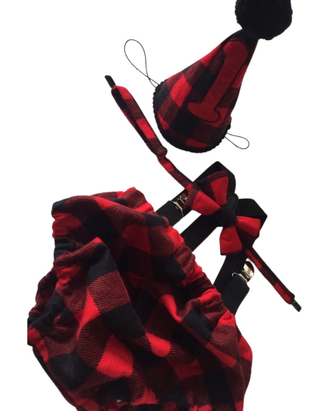 Cake Smash Outfit Boy Girl Buffalo Plaid Set or Buy the Piece Diaper Cover Bow Tie Suspenders Boys First 1st Birthday Lumberjack Photoshoot
