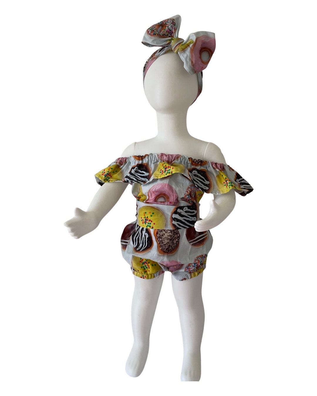 Donut romper, cake smash, doughnut romper, first birthday, romper, vintage style, tracked shipping USA and Canada