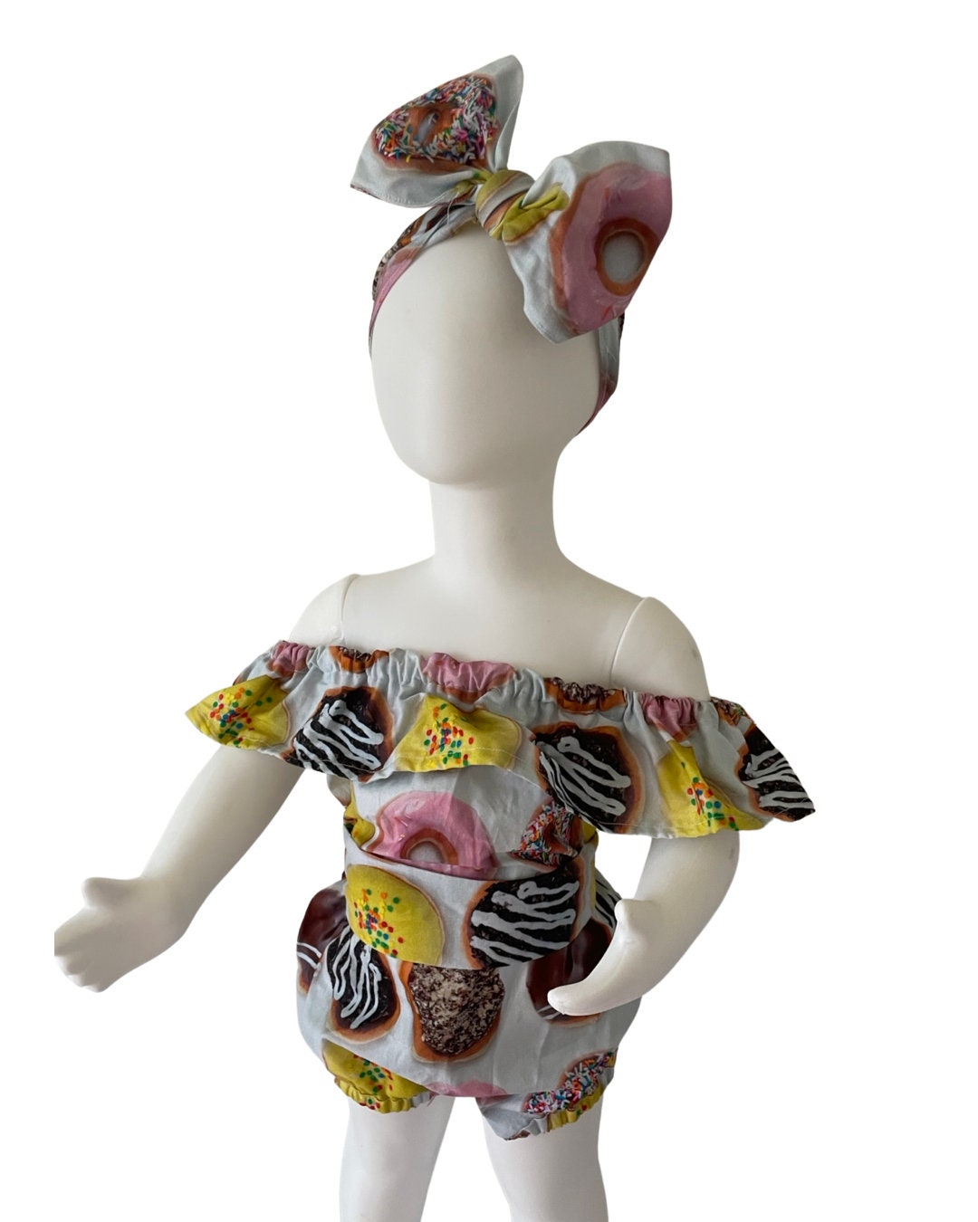 Donut romper, cake smash, doughnut romper, first birthday, romper, vintage style, tracked shipping USA and Canada