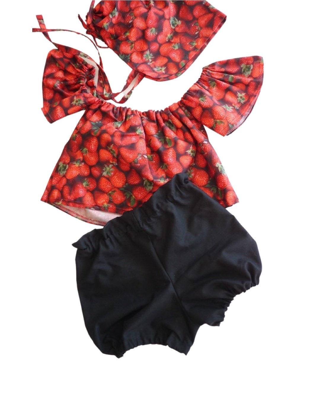 Baby Girl Set, Baby girl clothes, Baby outfit, baby sunsuit, Photography prop, Strawberry, Red, Birthday outfit,baby shower gift,summer baby