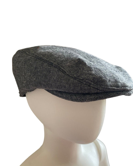 Black denim Cotton Flat Cap, Mens Summer Hat, Irish Cap, Golf Cap, Fathers Days Gift