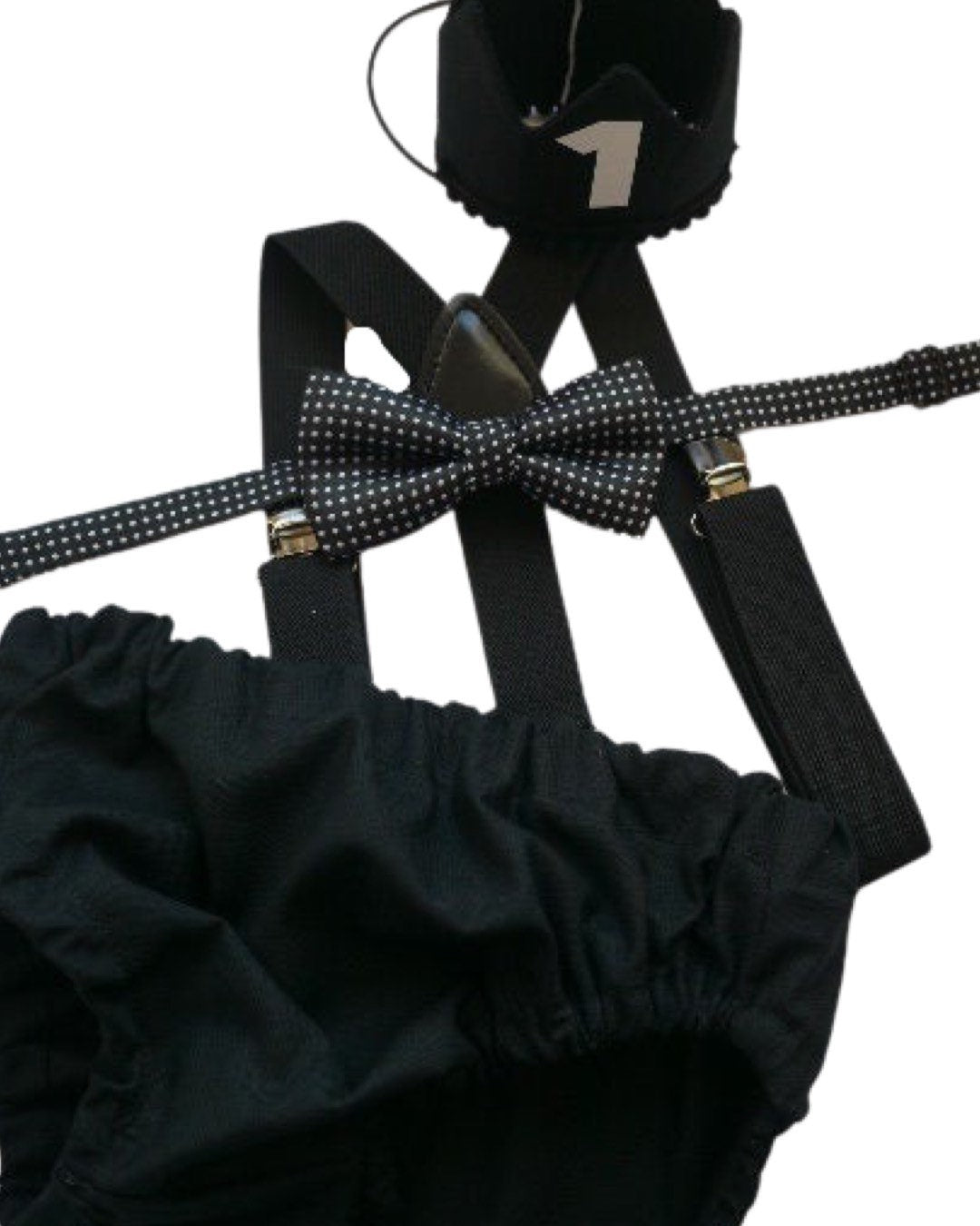 Cake Smash Boy First Birthday super soft black cotton Diaper Cover,black Suspenders,black bow tie, Birthday Photoshoot