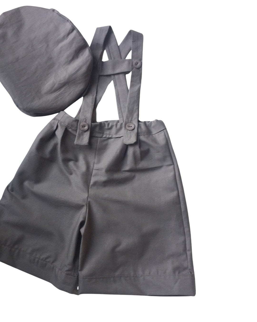 Boy shorts with suspenders Ring bearer outfit Baby boy linen suit First birthay clothes Baptism overalls Diaper cover set Rompers light Gray