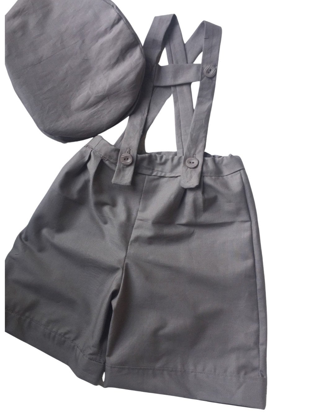Boy shorts with suspenders Ring bearer outfit Baby boy linen suit First birthay clothes Baptism overalls Diaper cover set Rompers light Gray