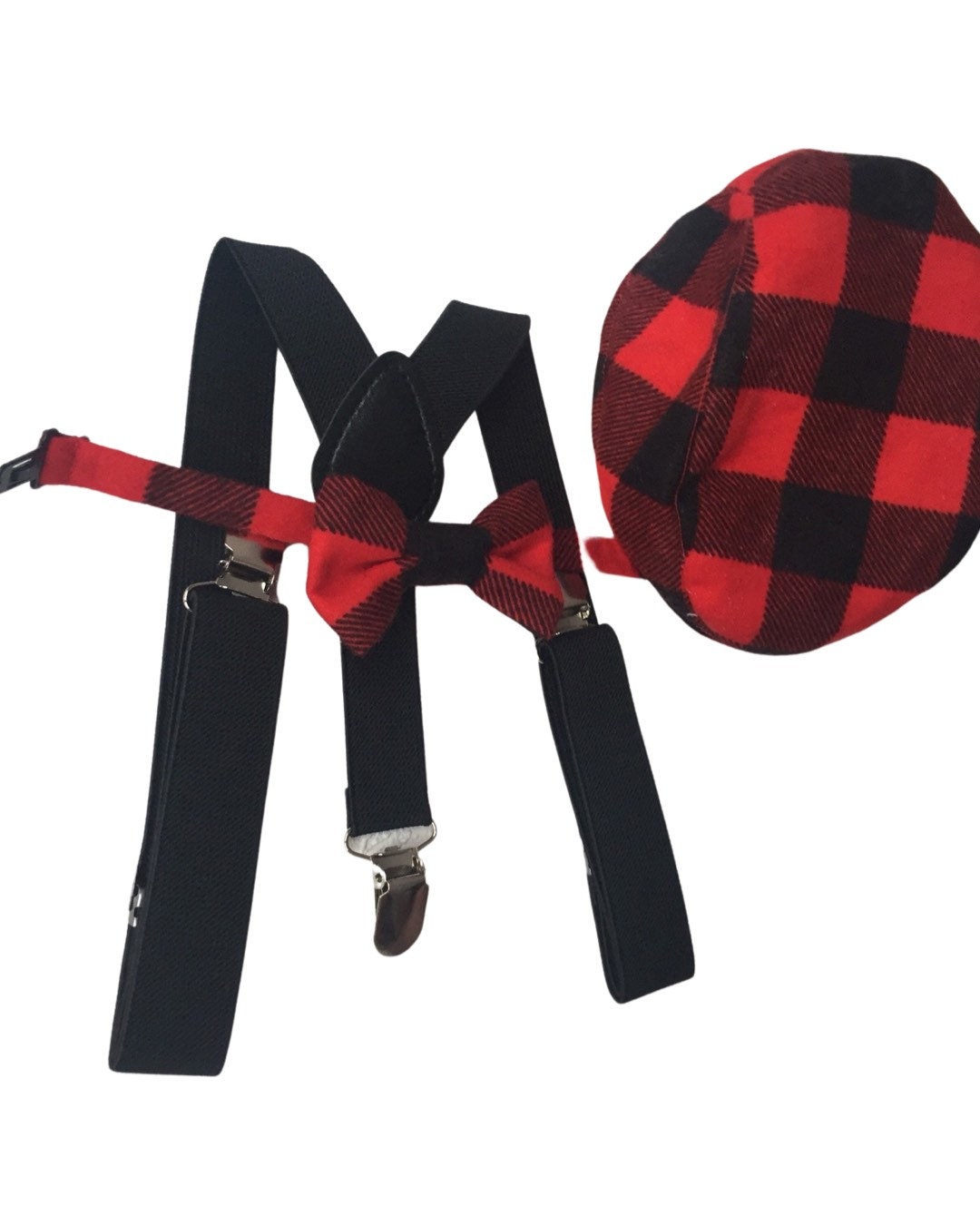 Cake Smash Outfit Boy Girl Buffalo Plaid Set or Buy the Piece Diaper Cover Bow Tie Suspenders Boys First 1st Birthday Lumberjack Photoshoot