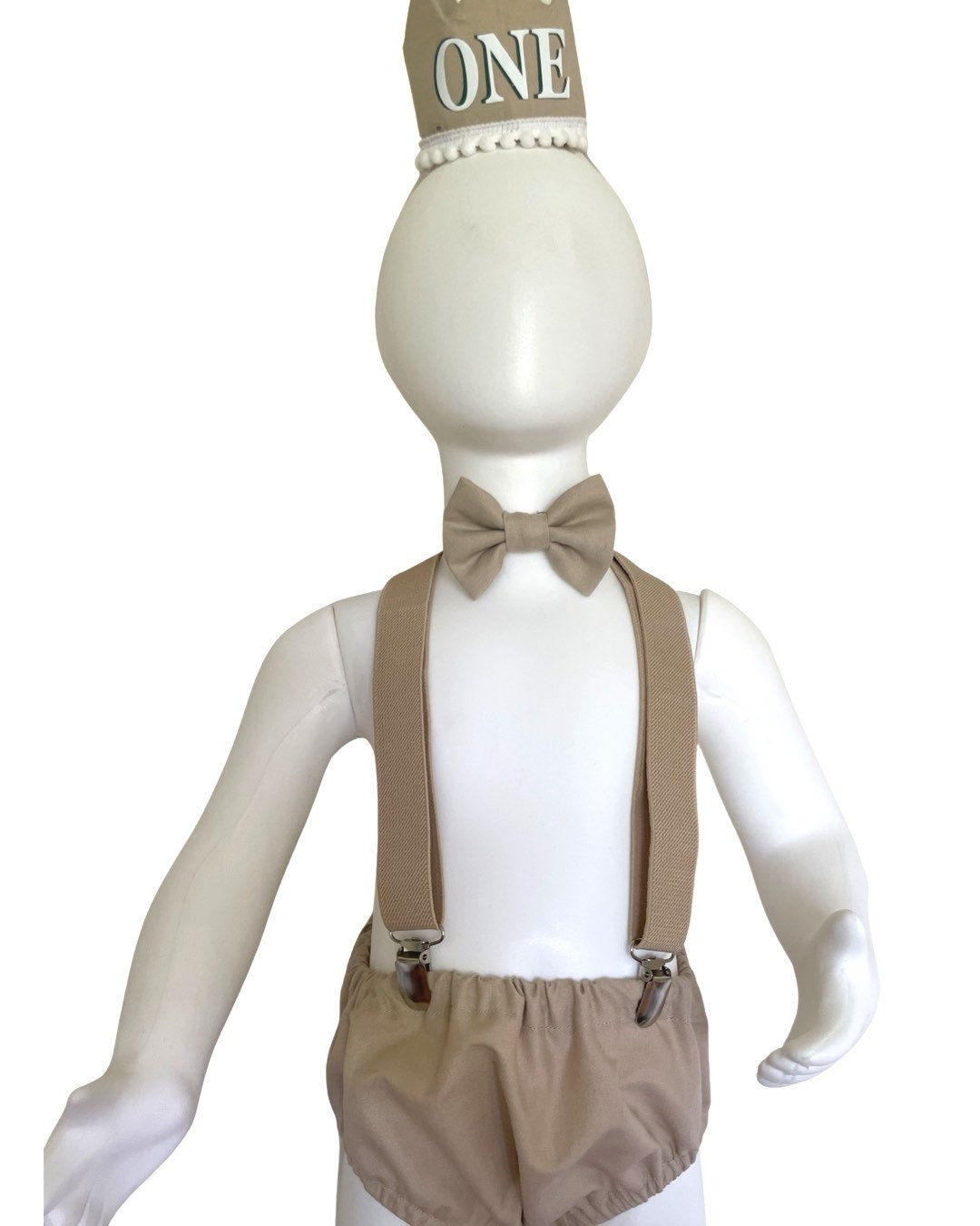 Baby cake smash first birthday Romper outfit for Photography props sitter milestone sessions (TAN beige brown)