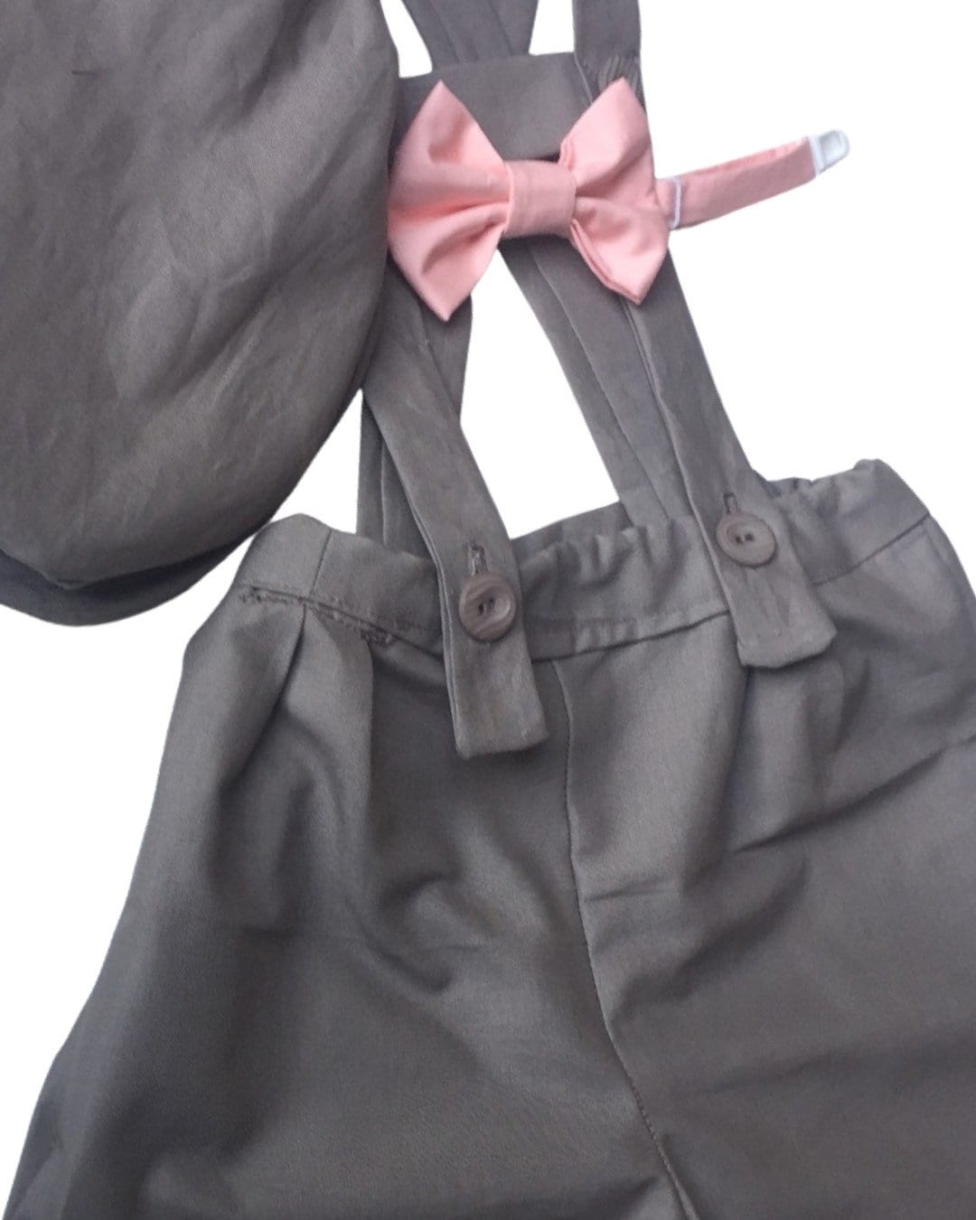 Boy shorts with suspenders Ring bearer outfit Baby boy linen suit First birthay clothes Baptism overalls Diaper cover set Rompers light Gray