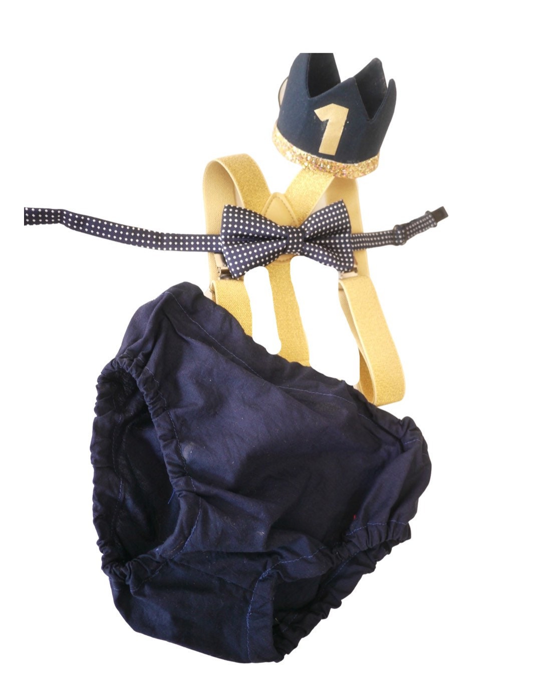 Cake Smash Boy First Birthday super soft navy cotton Diaper Cover,navy Suspenders, navy bow tie, Birthday Photoshoot