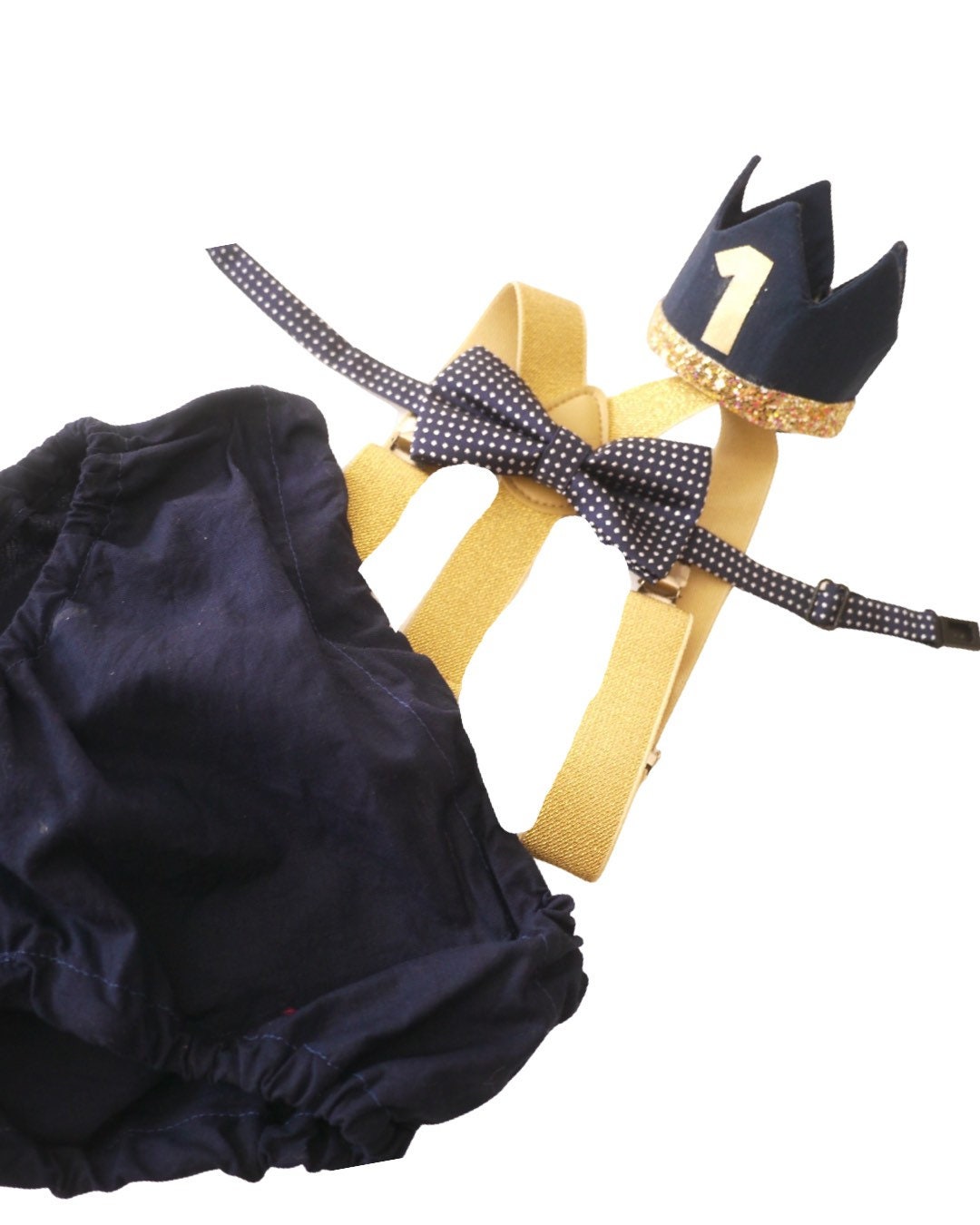 Cake Smash Boy First Birthday super soft navy cotton Diaper Cover,navy Suspenders, navy bow tie, Birthday Photoshoot