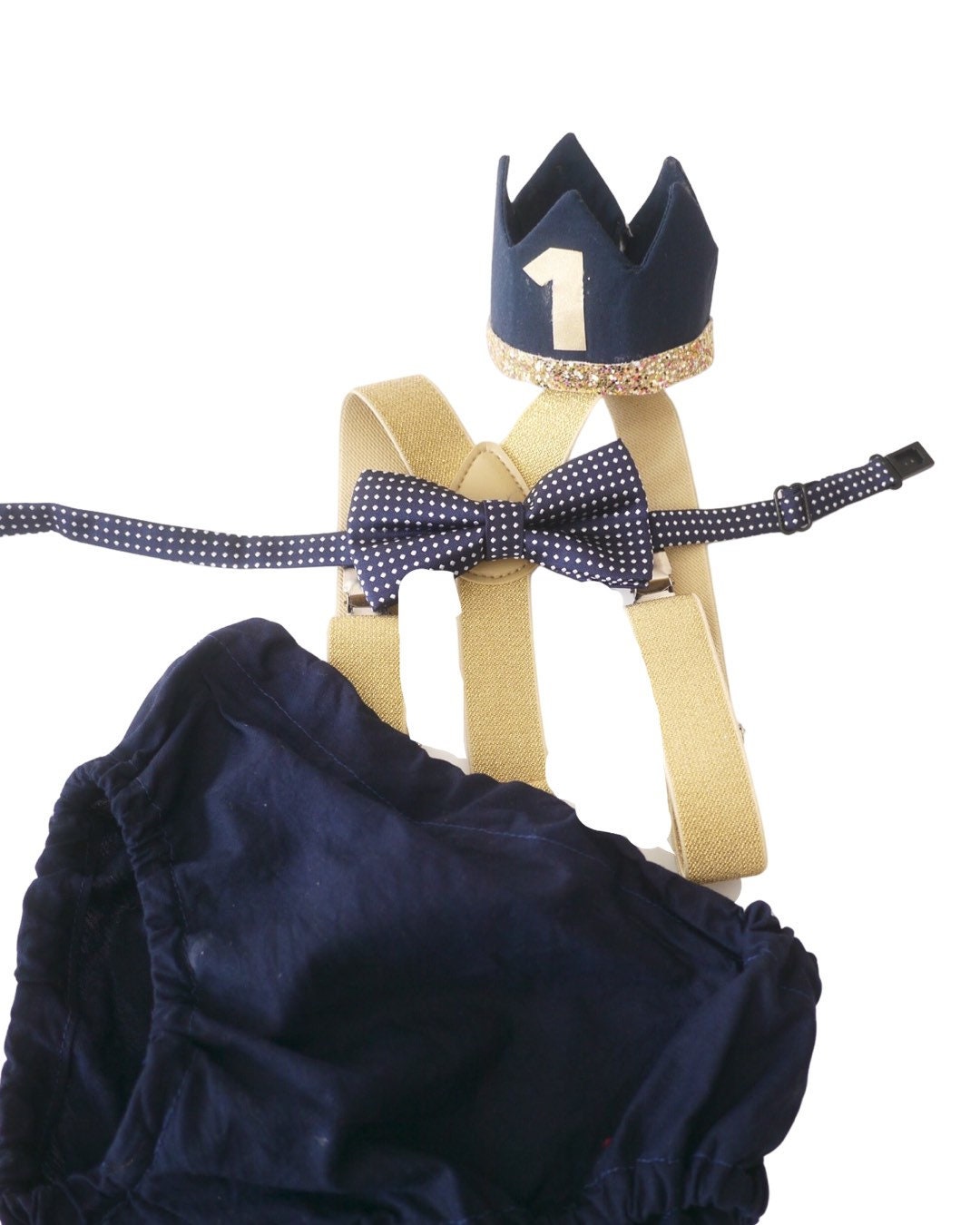 Cake Smash Boy First Birthday super soft navy cotton Diaper Cover,navy Suspenders, navy bow tie, Birthday Photoshoot