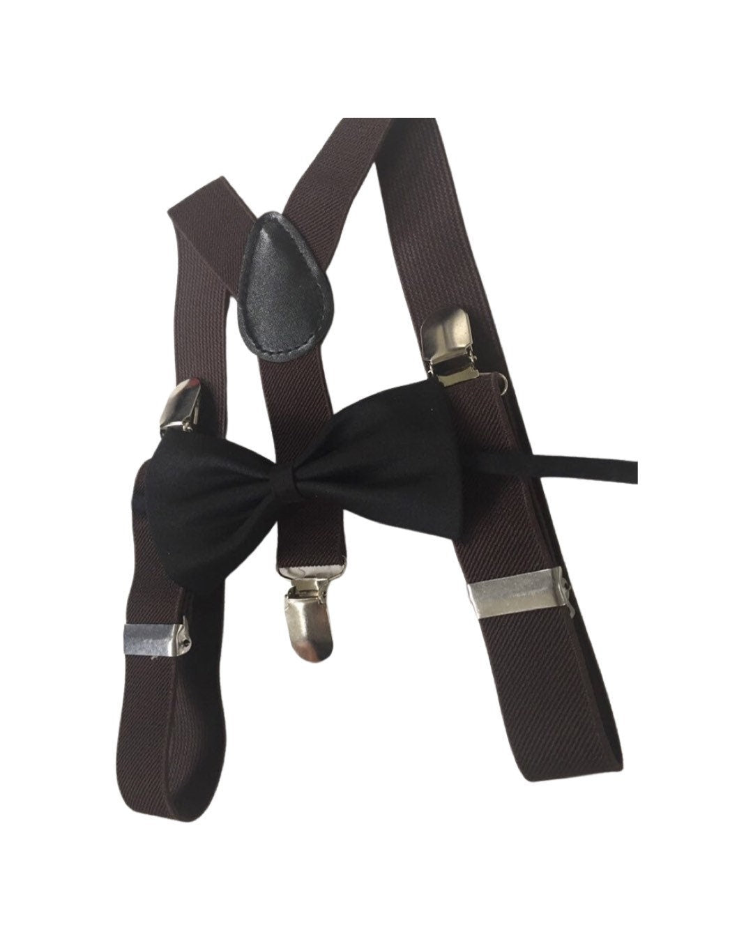 Black Bow Tie & Brown Suspender Set --- PERFECT for Ring Bearer Outfit, Page Boy Outfit, Black Bow Tie, Cake Smash, Boy Gift,Fall Wedding