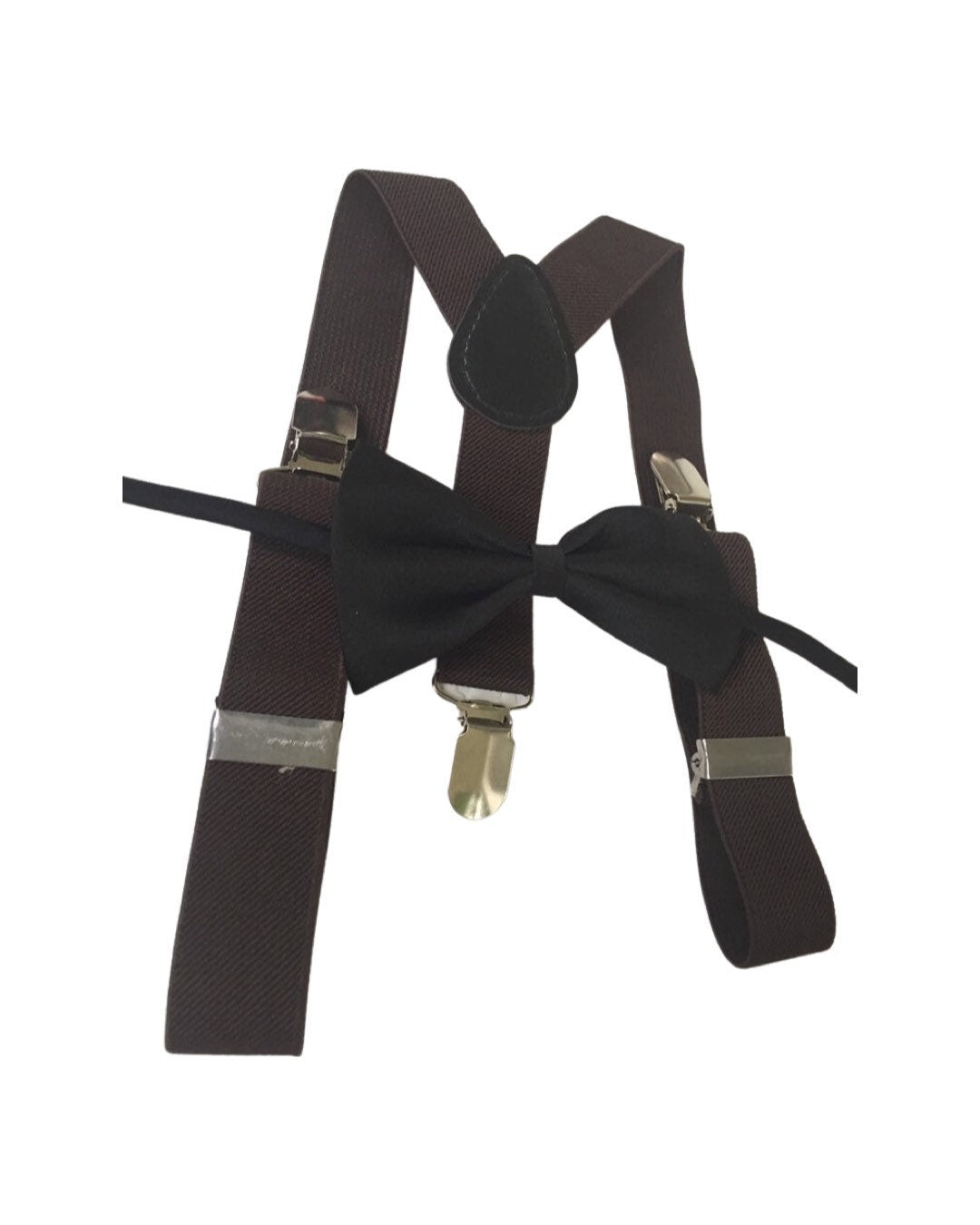 Black Bow Tie & Brown Suspender Set --- PERFECT for Ring Bearer Outfit, Page Boy Outfit, Black Bow Tie, Cake Smash, Boy Gift,Fall Wedding