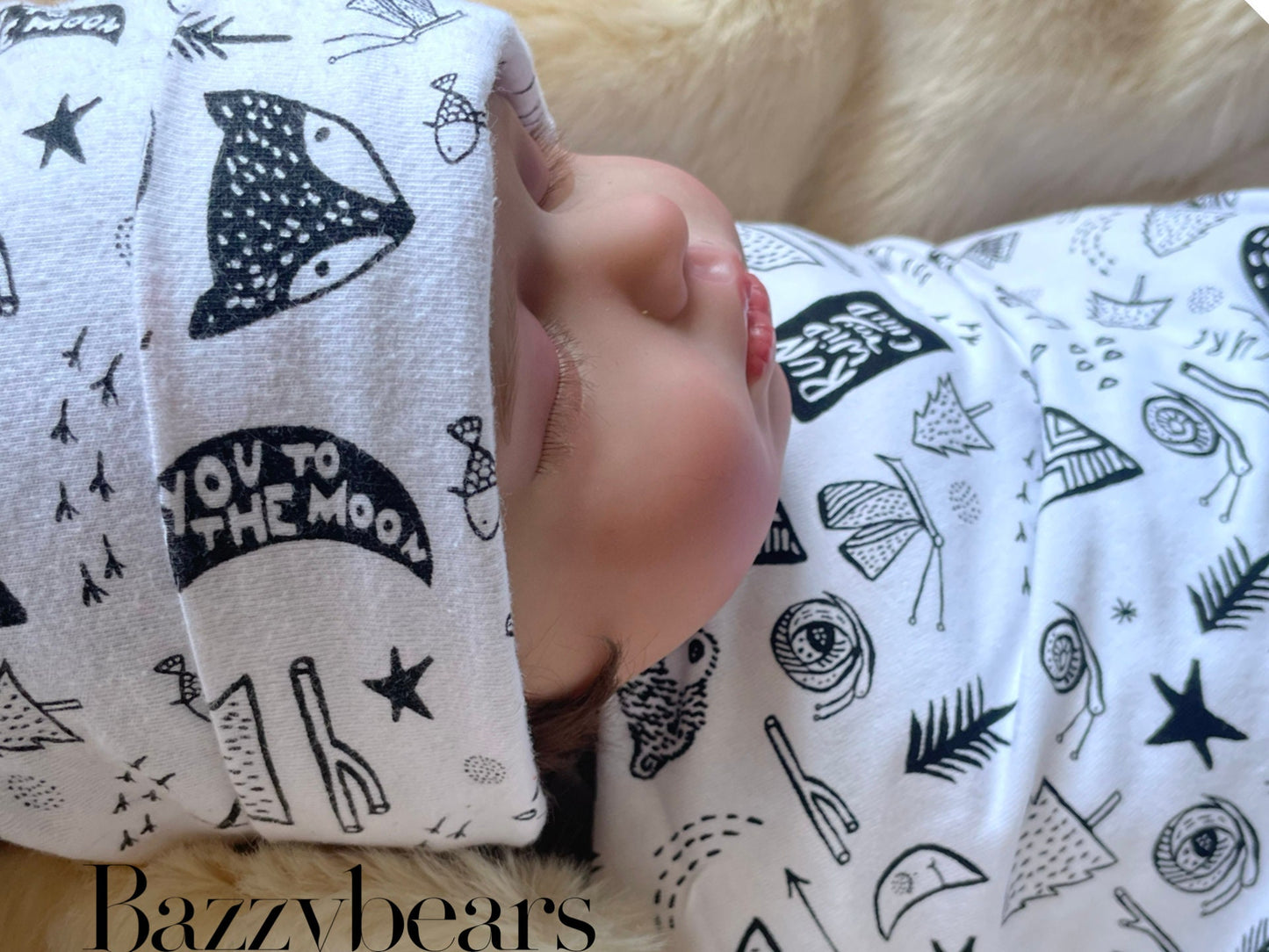 Bear Deer Newborn Baby Boy Swaddle Set, into the wild, Swaddle Woodland Animals Bear Deer Baby Gift, Coming Home Outfit