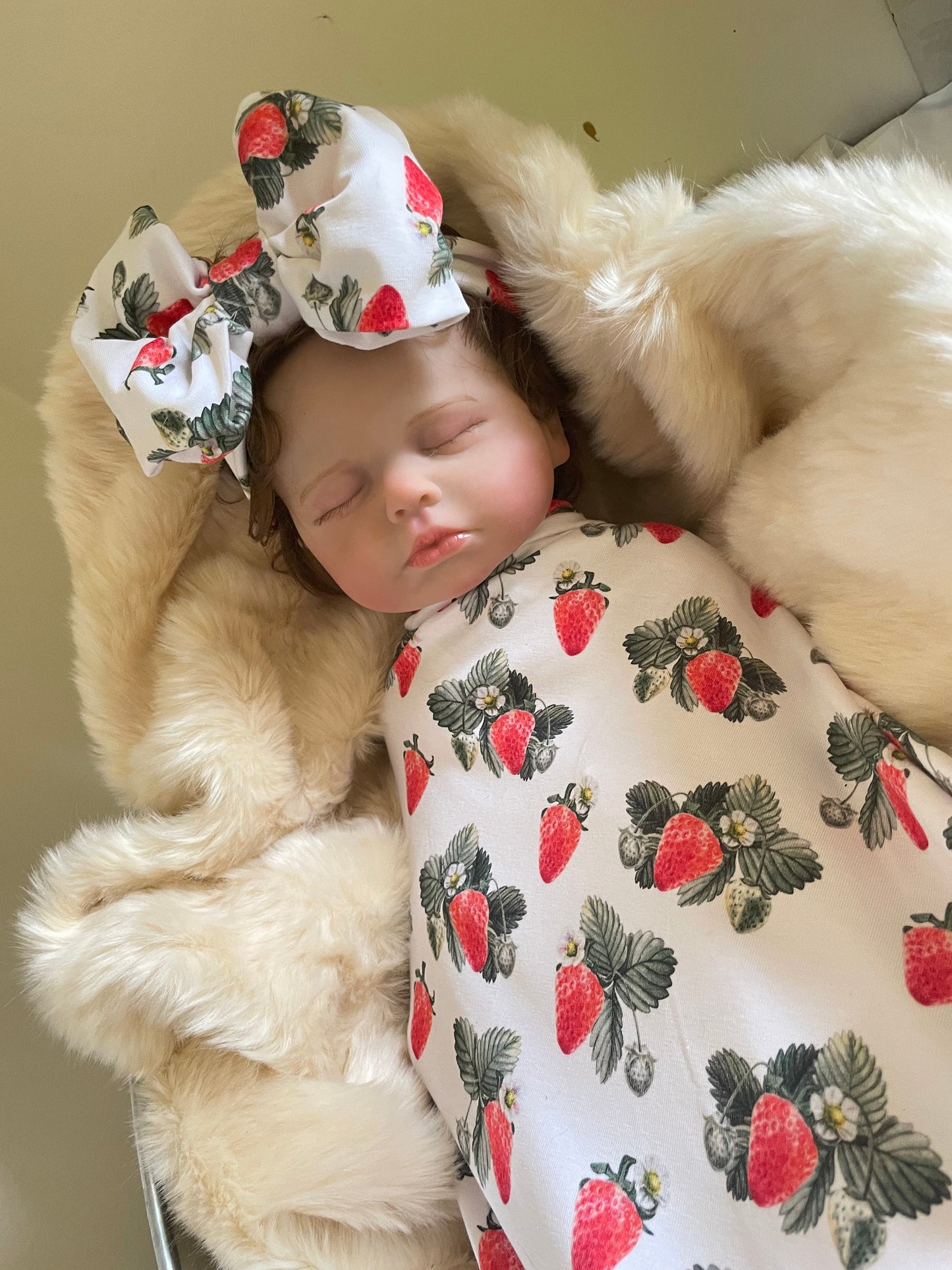 RED STRAWBERRY Swaddle Blanket Newborn Baby Girl Coming Home Outfit