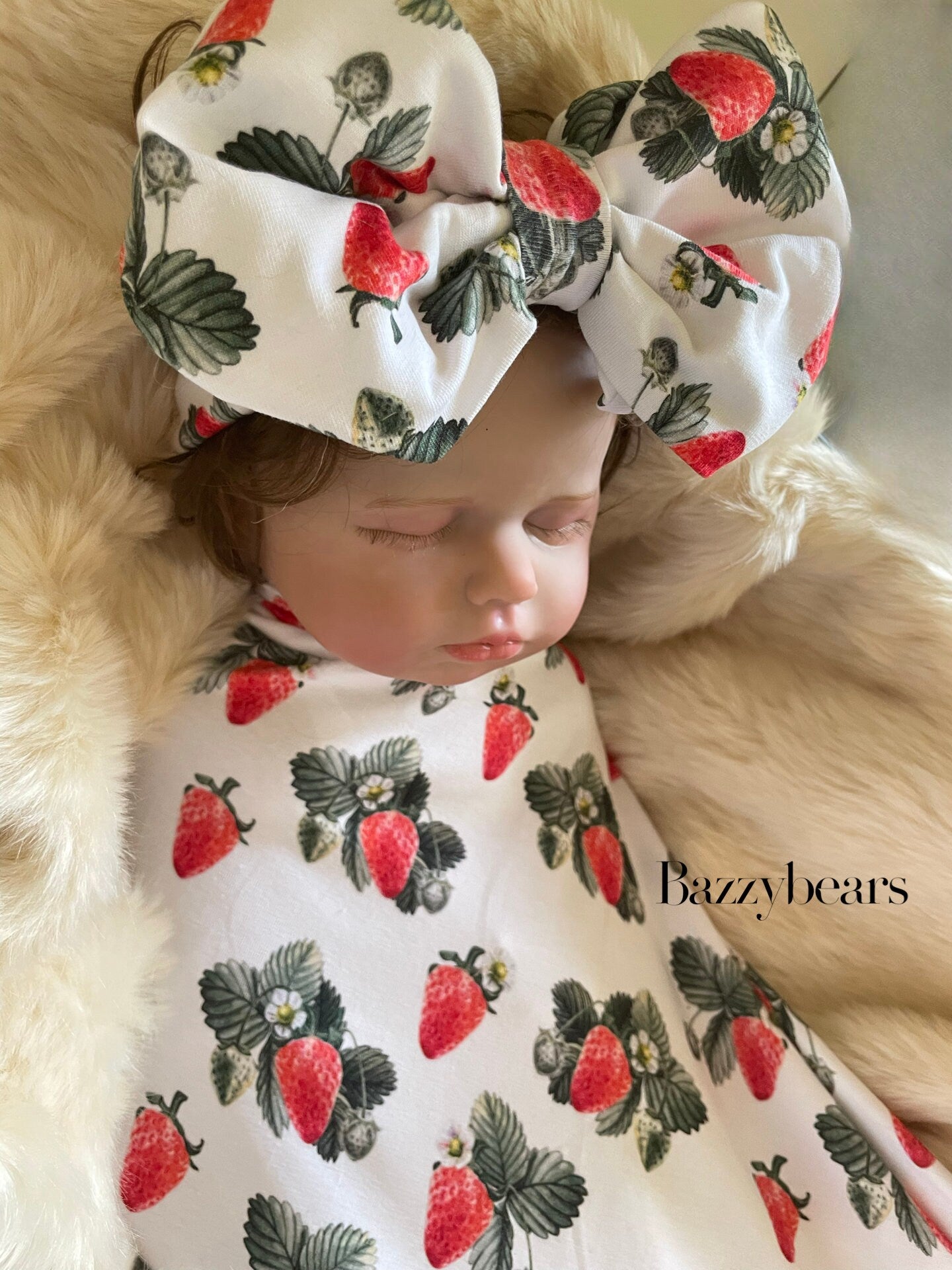 RED STRAWBERRY Swaddle Blanket Newborn Baby Girl Coming Home Outfit