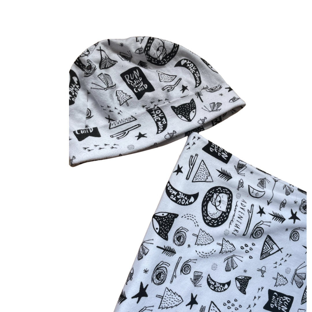 Bear Deer Newborn Baby Boy Swaddle Set, into the wild, Swaddle Woodland Animals Bear Deer Baby Gift, Coming Home Outfit