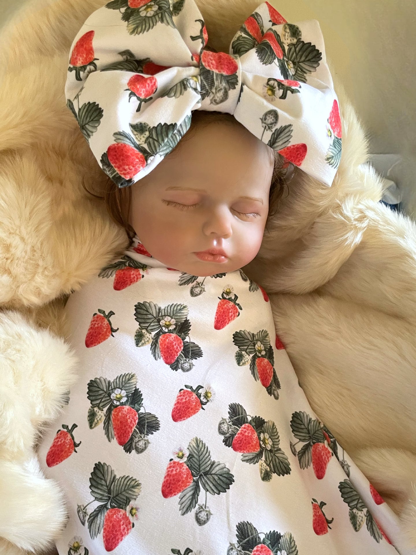 RED STRAWBERRY Swaddle Blanket Newborn Baby Girl Coming Home Outfit