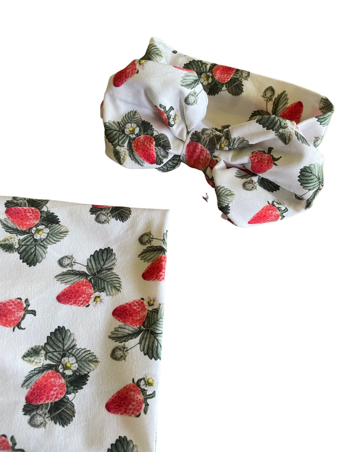 RED STRAWBERRY Swaddle Blanket Newborn Baby Girl Coming Home Outfit