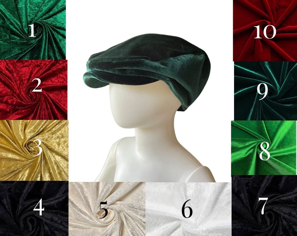 Velvet Flat Cap, green velvet Hat, Christmas hat Hat, Christmas Flat Cap Hat Gift, mens hat, Christmas velvet hat, father and son, Christmas